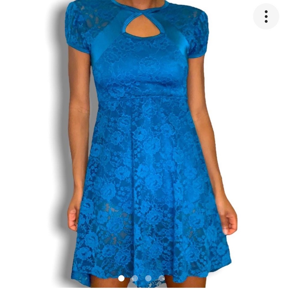 Rose blue cheer lace babydoll vintage dress